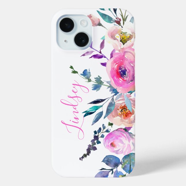 Funda De Case-Mate Para iPhone Monograma de Sunrise Boho Floral (Reverso )