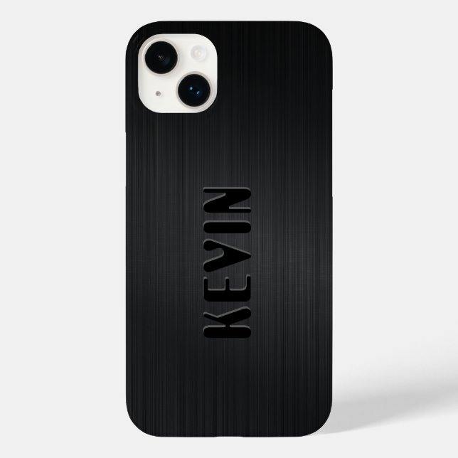 Funda De Case-Mate Para iPhone Monograma de textura de fibra negra (Reverso )