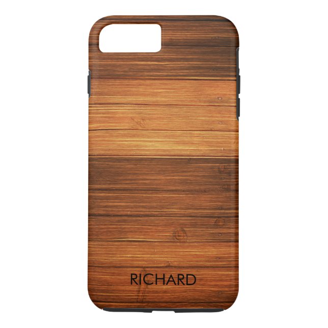 Funda De Case-Mate Para iPhone Monograma de textura de madera (Reverso)