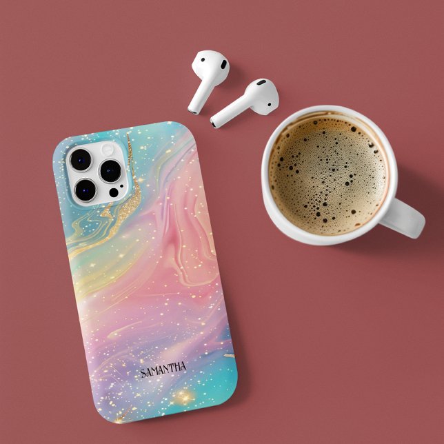 Funda De Case-Mate Para iPhone Monograma de textura de mármol purpurinoso de tint (Subido por el creador)