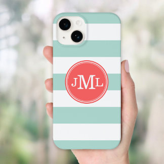 Funda Para iPhone 14 De Case-Mate Monograma de tira ancha de tinta y coral