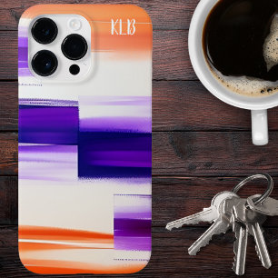 Funda Para iPhone 14 Pro Max De Case-Mate Monograma de trazos de pincel modernos púrpura y n