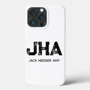FUNDA PARA iPhone 13 PRO MONOGRAMA DE TRES LETRAS NEGRO MINIMALISTA NOMBRE