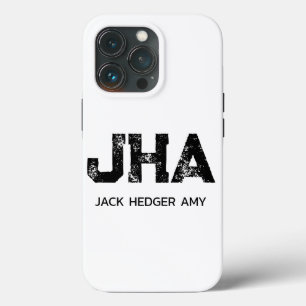 FUNDA PARA iPhone 13 PRO MONOGRAMA DE TRES LETRAS NEGRO MINIMALISTA NOMBRE 