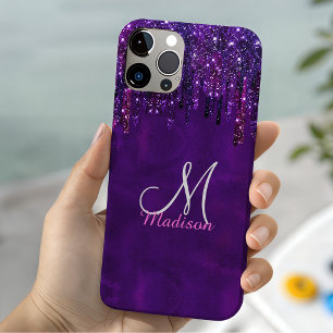 Funda Para iPhone 11 Pro Monograma de unicornio rosa púrpura lindo con gota