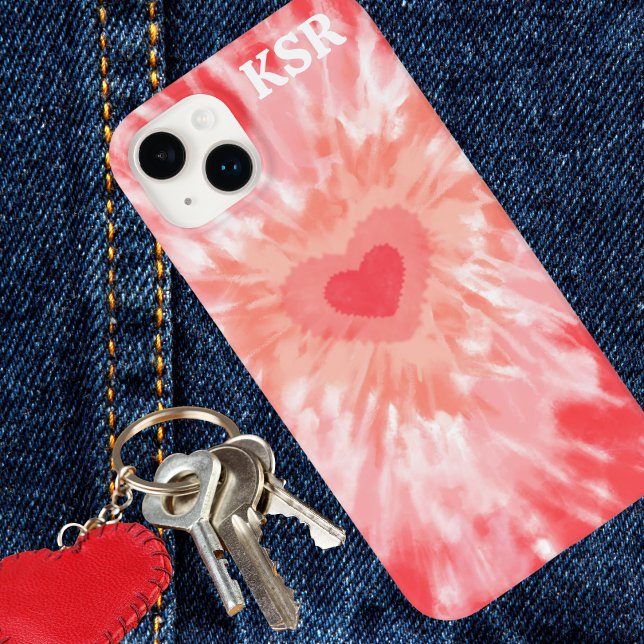Funda De Case-Mate Para iPhone Monograma del corazón de tinte (Subido por el creador)