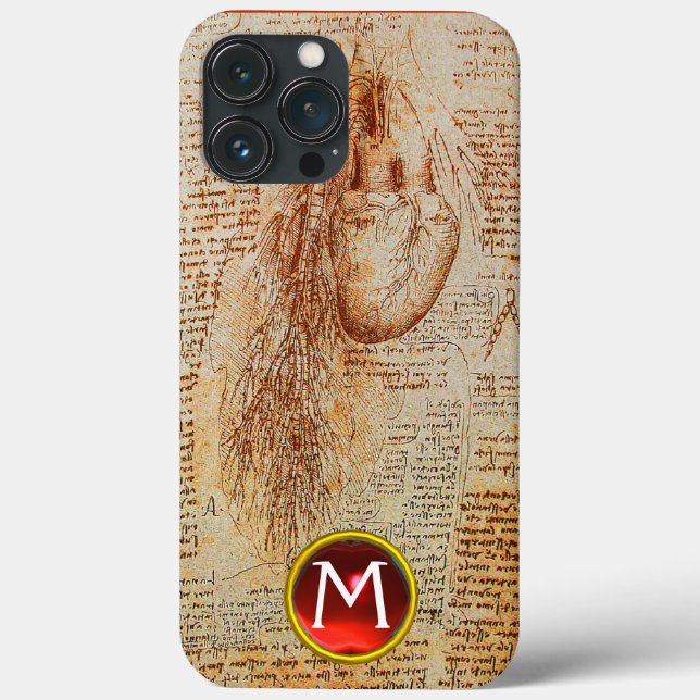 Funda De Case-Mate Para iPhone Monograma del corazón y las arterias bronquiales (Reverso )
