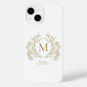 Funda Para iPhone 14 De Case-Mate Monograma del Escudo floral de oro clásico de la c