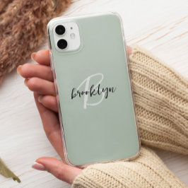 Funda Para iPhone 11 Pro Monograma del guión blanco negro verde de moda Sag