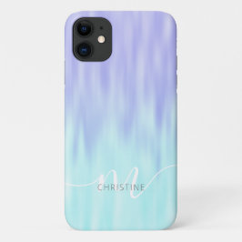 Funda Para iPhone 11 Monograma del guión de la Moda violeta de Aqua Blu