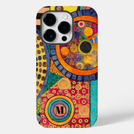 Funda Para iPhone 14 Pro De Case-Mate Monograma del modelo de dibujo abstracto moderno