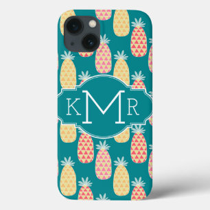 Funda Para iPhone 13 Monograma del modelo el del Doodle de la piña