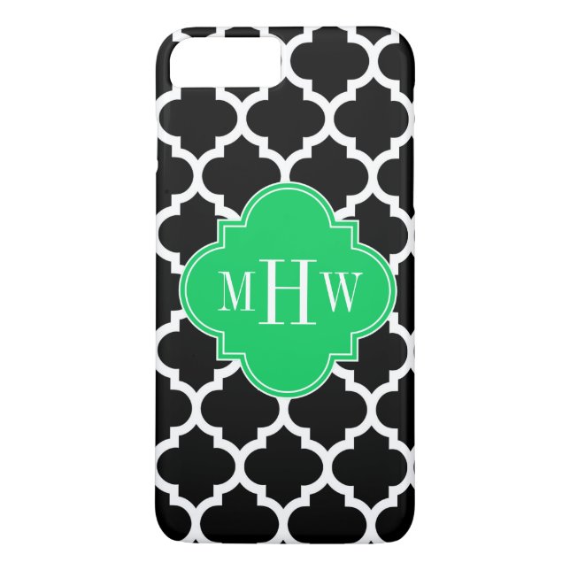 Funda De Case-Mate Para iPhone Monograma del nombre de la marina #5 de Emerald Wh (Reverso)