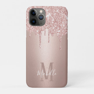 Funda Para iPhone 11 Pro Monograma del nombre del guión del Purpurina de or