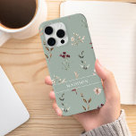 Funda Para iPhone 11 Monograma del nombre floral botánico de la flor si<br><div class="desc">Watercolor Flor silvestre Flor Botánica Nombre Personalizado Monograma iPhone Estuche</div>