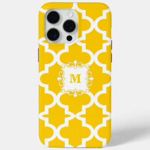 Funda Para iPhone 15 Pro Max Monograma del patrón amarillo simple