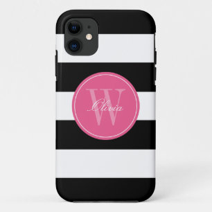 Funda Para iPhone 11 Monograma del patrón de bandas anchas