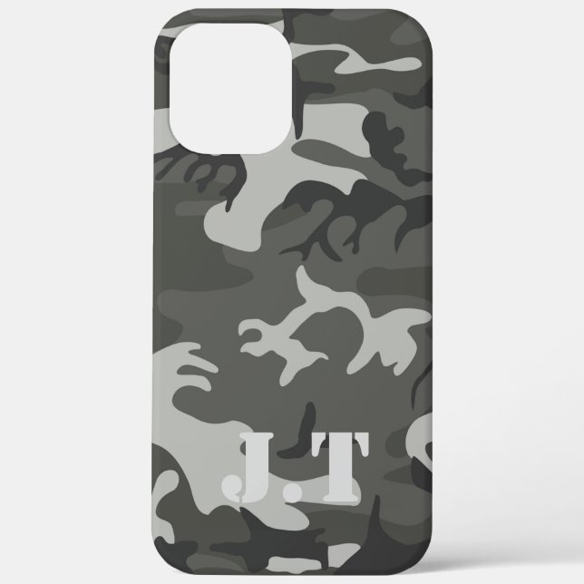 Funda De Case-Mate Para iPhone Monograma del patrón de camuflaje urbano asombroso (Reverso )