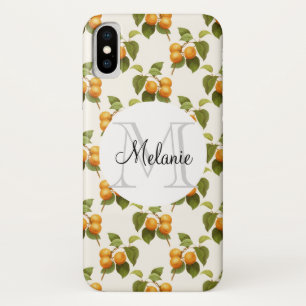 Funda Para iPhone X Monograma del patrón de color de agua de ápricot N
