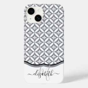 Funda Para iPhone 14 De Case-Mate Monograma del patrón de eternidad Fleur de Lis - G