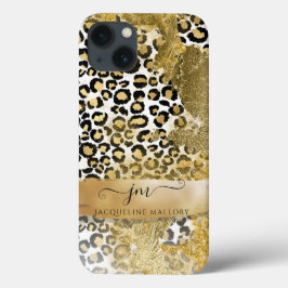 Funda Para iPhone 13 Monograma del patrón de impresión de leopardo de P