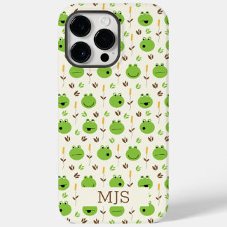 Funda Para iPhone 14 Pro Max De Case-Mate Monograma del patrón de rostros de rana divertida