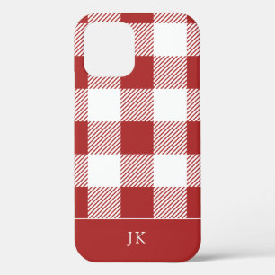 Funda Para iPhone 12 Monograma del patrón de trenzado rojo ruso