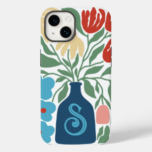 Funda Para iPhone 14 De Case-Mate Monograma del patrón floral retro inicial