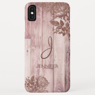 Funda Para iPhone XS Max Monograma del patrón floral rústico del Relieve me