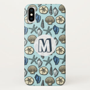 Funda Para iPhone X Monograma del patrón marino estelar de la cubierta