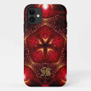 Funda Para iPhone 11 Monograma del Personalizado Ankh Energy Red+Gold