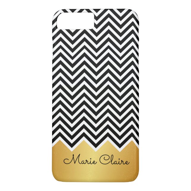Funda De Case-Mate Para iPhone Monograma del Personalizado de cheurón moderno Bla (Reverso)