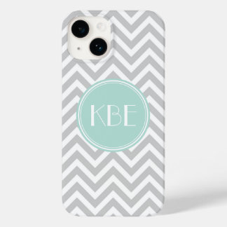 Funda Para iPhone 14 De Case-Mate Monograma del Personalizado de Chevron gris y blan