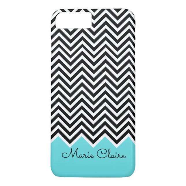 Funda De Case-Mate Para iPhone Monograma del Personalizado de Chevron moderno neg (Reverso)