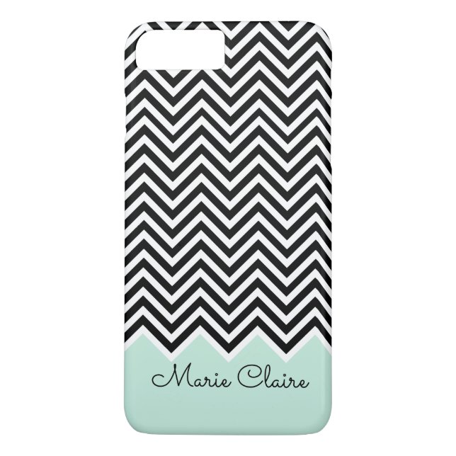 Funda De Case-Mate Para iPhone Monograma del Personalizado de Chevron moderno neg (Reverso)