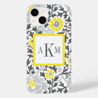 title_seo2 Monograma del Personalizado de Damasco floral gris