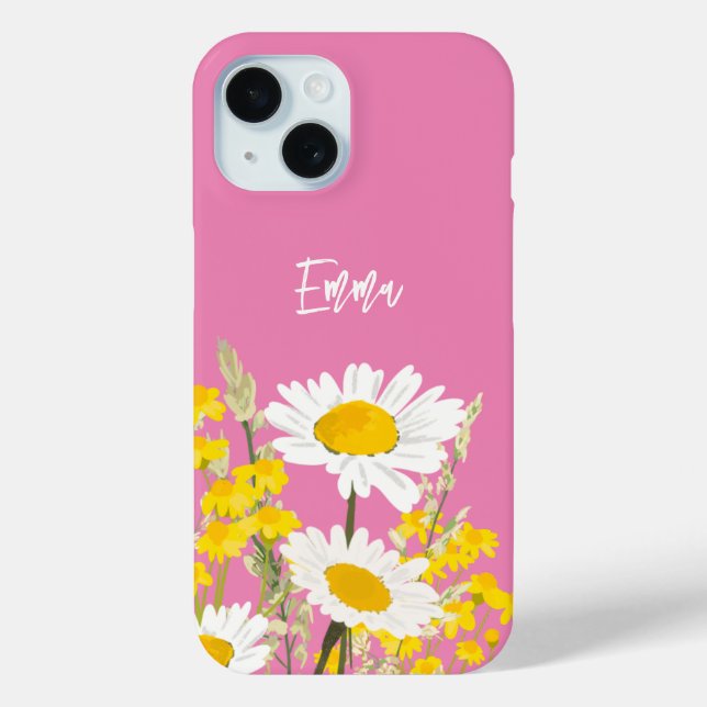 Funda De Case-Mate Para iPhone Monograma del Personalizado de flores silvestres m (Reverso )