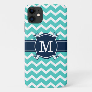 Funda Para iPhone 11 Monograma del Personalizado de la Marina Girly Aqu