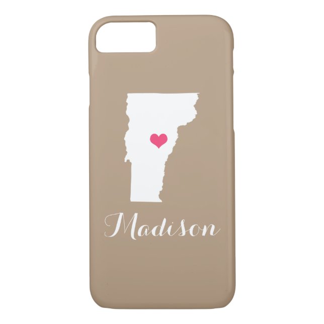 Funda De Case-Mate Para iPhone Monograma del Personalizado Vermont Heart Mocha Br (Reverso)