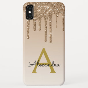 Funda Para iPhone XS Max Monograma del Purpurina de espuma de lujo Gold Bli