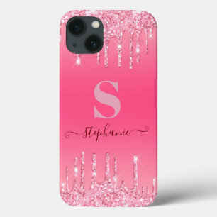 Funda Para iPhone 13 Monograma del Purpurina de espuma rosada