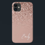 Funda Para iPhone 11 Monograma del Purpurina Girona Rubor Rosa Rosa<br><div class="desc">Girly Rosa Gold - Rubor Pink Faux Sparkle y Purpurina de goteo Cepillado Nombre de Monograma Metalizado y Teléfono Inicial. Esto hace que el dulce perfecto cumpleaños 16, boda, ducha de novia, aniversario, ducha de bebé o fiesta de soltera sea regalo para alguien que ama el lujo glam y los...</div>