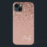 Funda Para iPhone 13 Monograma del Purpurina Girona Rubor Rosa Rosa<br><div class="desc">Girly Rosa Gold - Rubor Pink Faux Sparkle y Purpurina de goteo Cepillado Nombre de Monograma Metalizado y Teléfono Inicial. Esto hace que el dulce perfecto cumpleaños 16, boda, ducha de novia, aniversario, ducha de bebé o fiesta de soltera sea regalo para alguien que ama el lujo glam y los...</div>