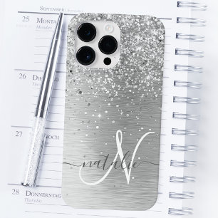 Funda Para iPhone 14 Pro Max De Case-Mate Monograma del Purpurina Metalizado cepillado de pl
