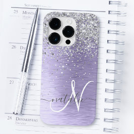 Funda Para iPhone 14 Pro De Case-Mate Monograma del Purpurina plateado Metalizado cepill