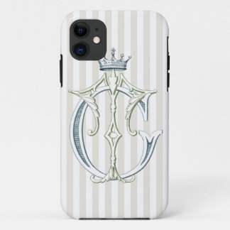 Funda Para iPhone 11 Monograma del TC o del CT con la corona