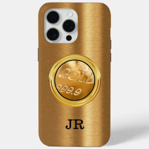 Funda Para iPhone 15 Pro Max Monograma del tema del bar de oro clásico