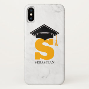 Funda Para iPhone X Monograma del título de graduación del tapón de má