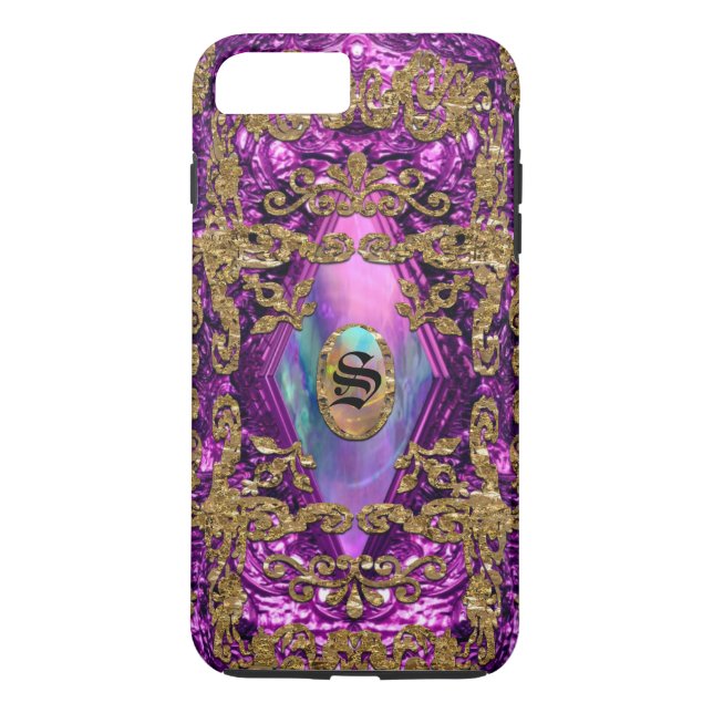 Funda De Case-Mate Para iPhone Monograma Dempsey Plum Elegant (Reverso)