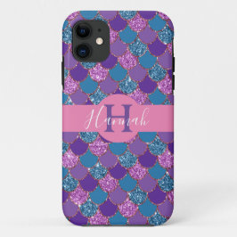 Funda Para iPhone 11 Monograma - Diseño de Purpurina colorido de la sir